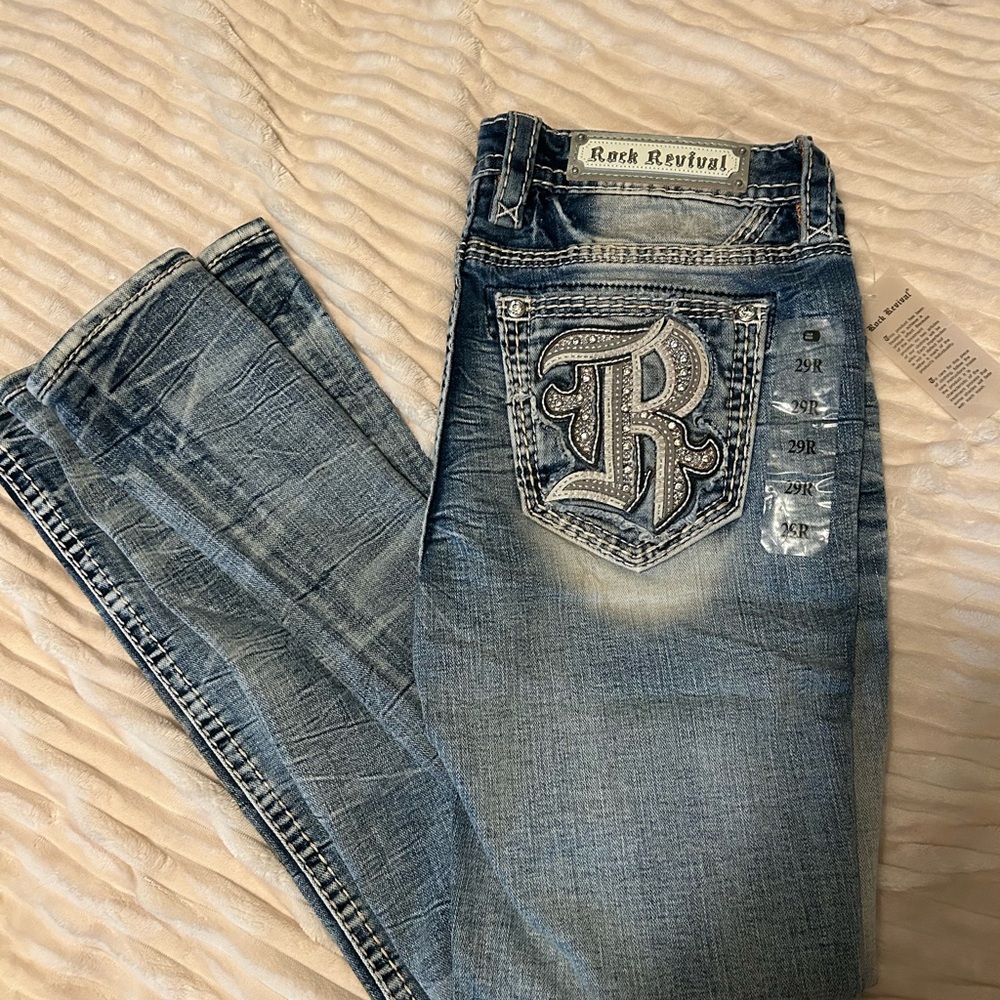 Rock Revival Women's Light Blue Straight Leg Jeans